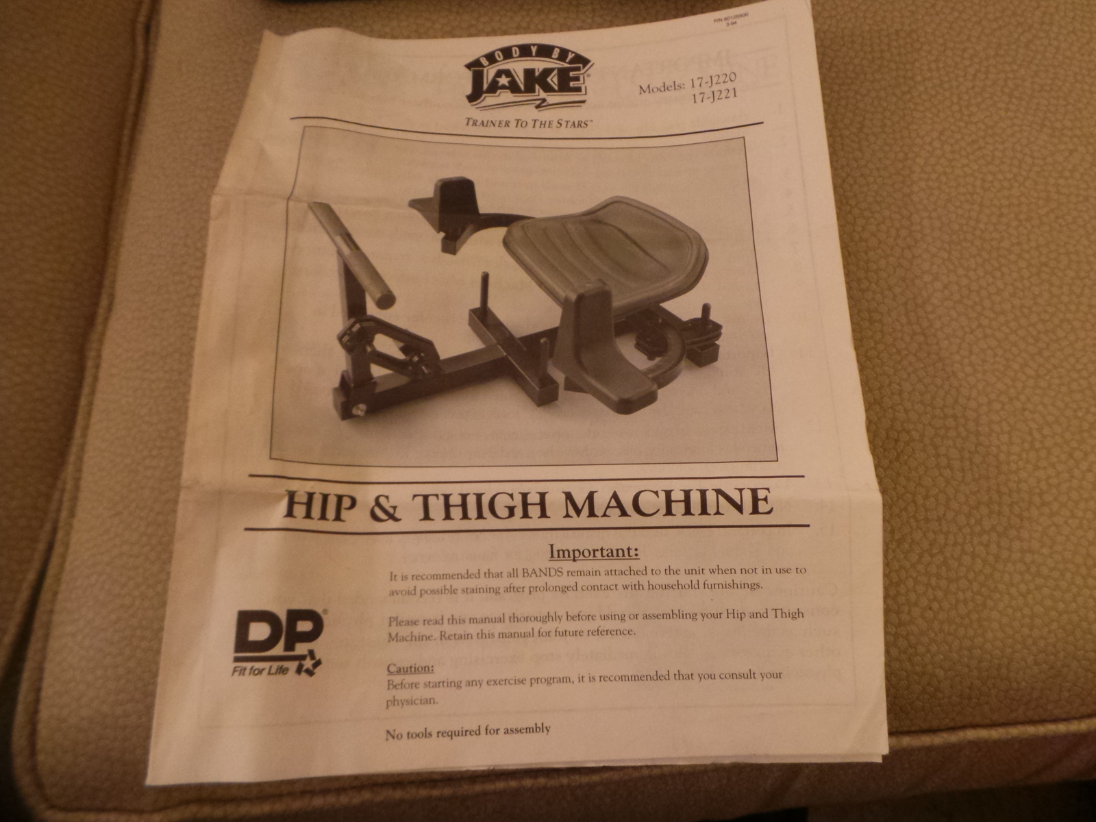 Body by Jake Hip & Thigh Machine Workout VHS Video; Manual & 3