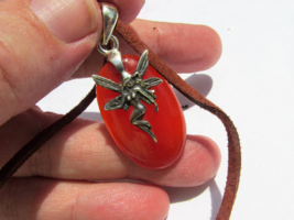 Carnelian Fairy Pendant With Cord, 925 Silver, One of a Kind  - $32.00