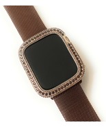 Apple Watch Series 4/5/6/SE Bezel Face Case Brown Coffee Zirconia Silver... - $71.25