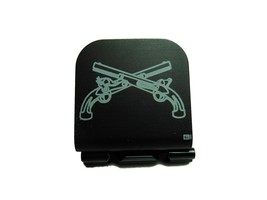 MP Military Police Crossed Pistols Badge Laser Etched Aluminum Hat Clip Brim-it - $11.99