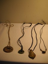 SET OF 4 Vintage PENDANT Necklaces 1 PINK STONE 1 Glass 1 JADE Metal &amp; P... - $69.29