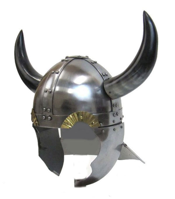 Medieval Viking Helmet with real horns - steel helmet - medieval armor ...