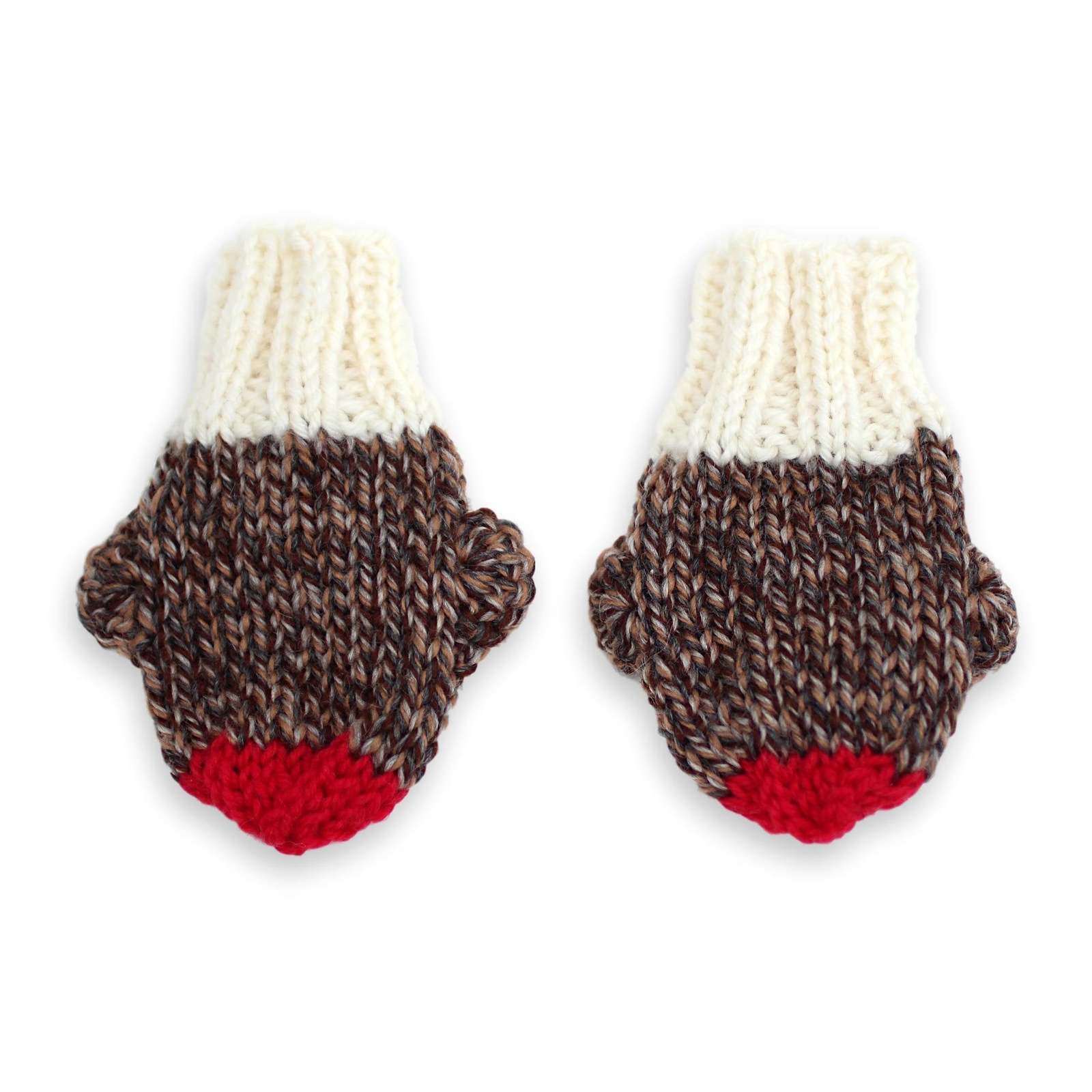 Animal Mittens No Thumb, Sock Monkey, 6 to 12 Months - Gloves & Mittens