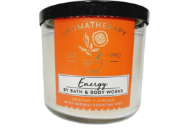 2 Bath & Body Works Aromatherapy Energy Orange Ginger 3 Wick Large Candle 14.5oz - $49.16