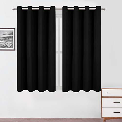 Lemomo Black Blackout Curtains 52 x 63 Inch Length/Set of 2 Curtain