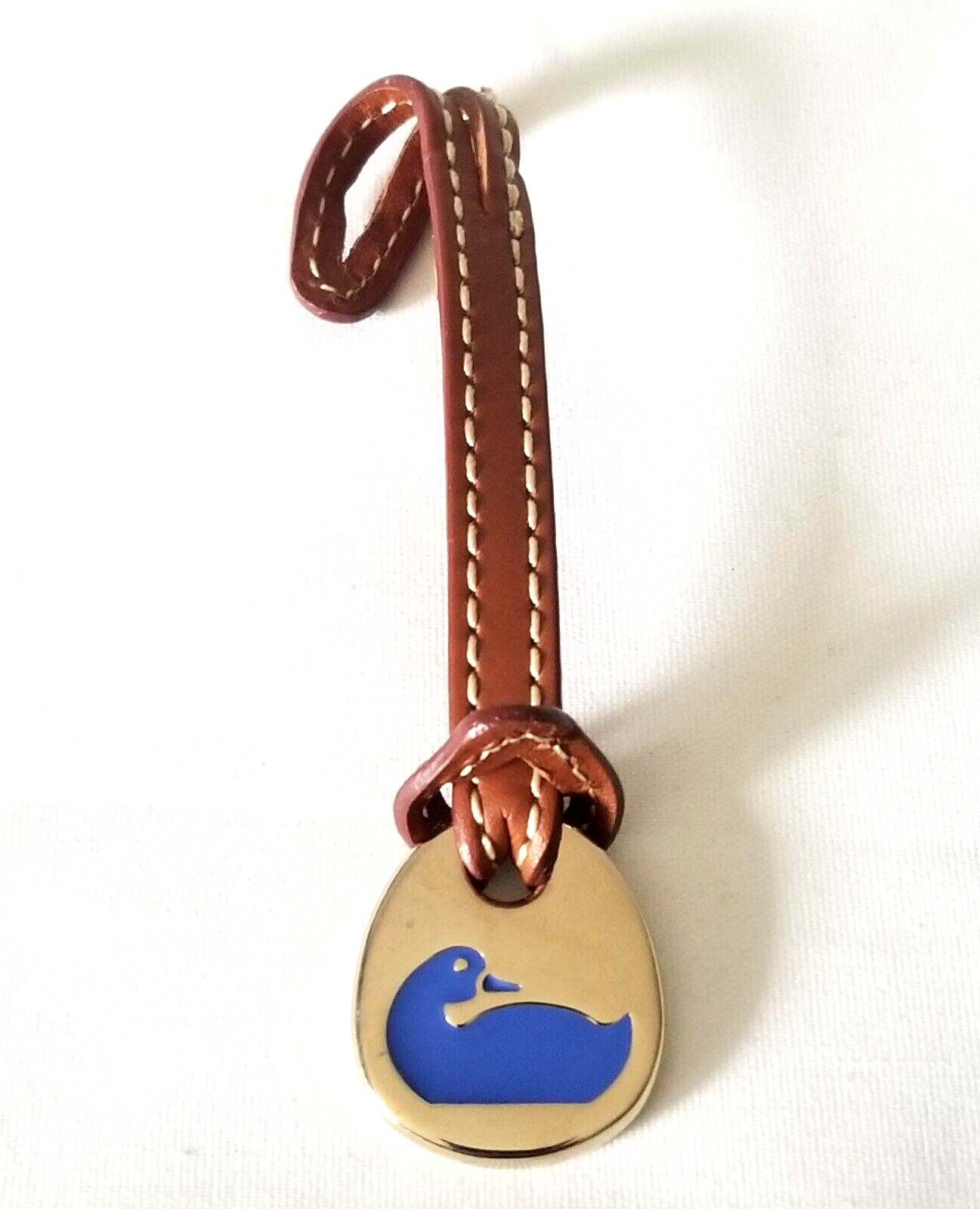 Primary image for Dooney & Bourke Blue Duck Gold Tone Metal Leather Bag Charm Replacement Key Fob