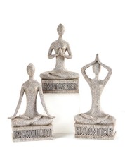 Yoga Figurines Set of 3 Zen Tranquility Empowered Harmony Relax Balance Meditate - $74.24