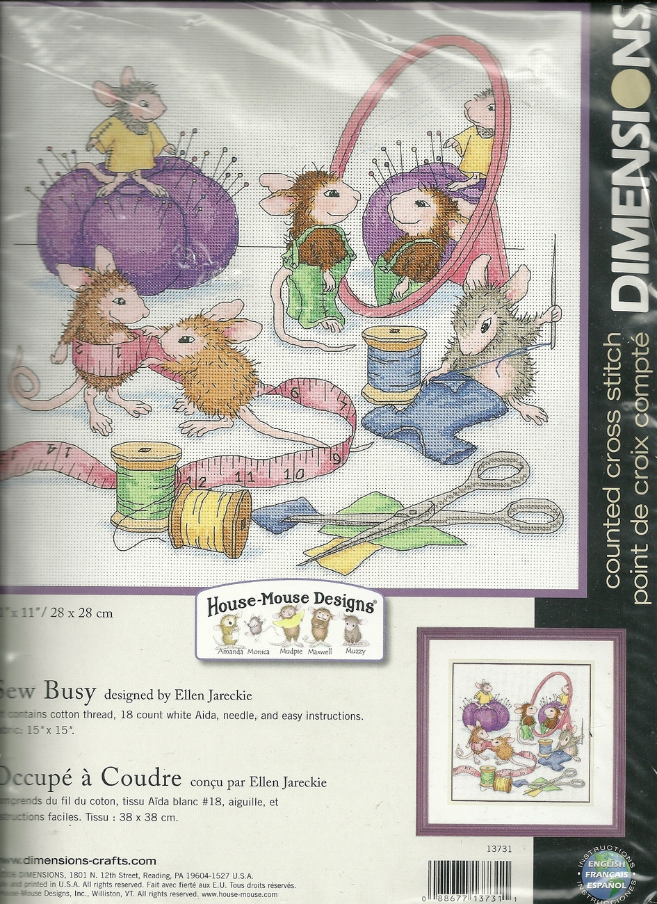 House-Mouse Design Counted cross Stitch ~ Sew Busy Mice - Other