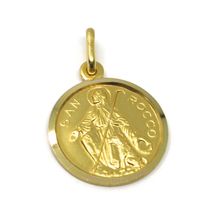 SOLID 18K YELLOW GOLD ROUND MEDAL, SAINT ROCH, ROCCO, DIAMETER 17mm image 3