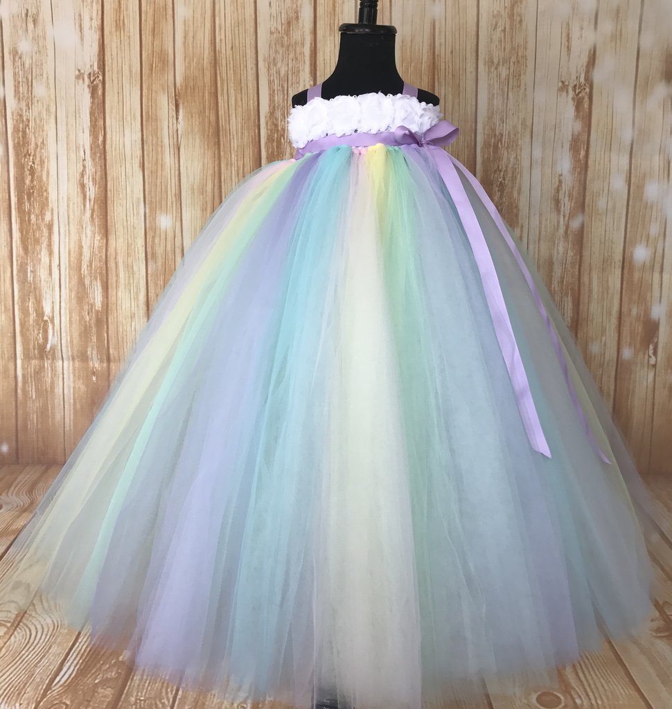 Unicorn Tutu Dress, Pastel Tutu Dress, Pastel Rainbow Flower Girl Dress