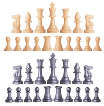 Set 34 Silver & Navy Blue Staunton Triple Weighted Chess Pieces 4 Queens 