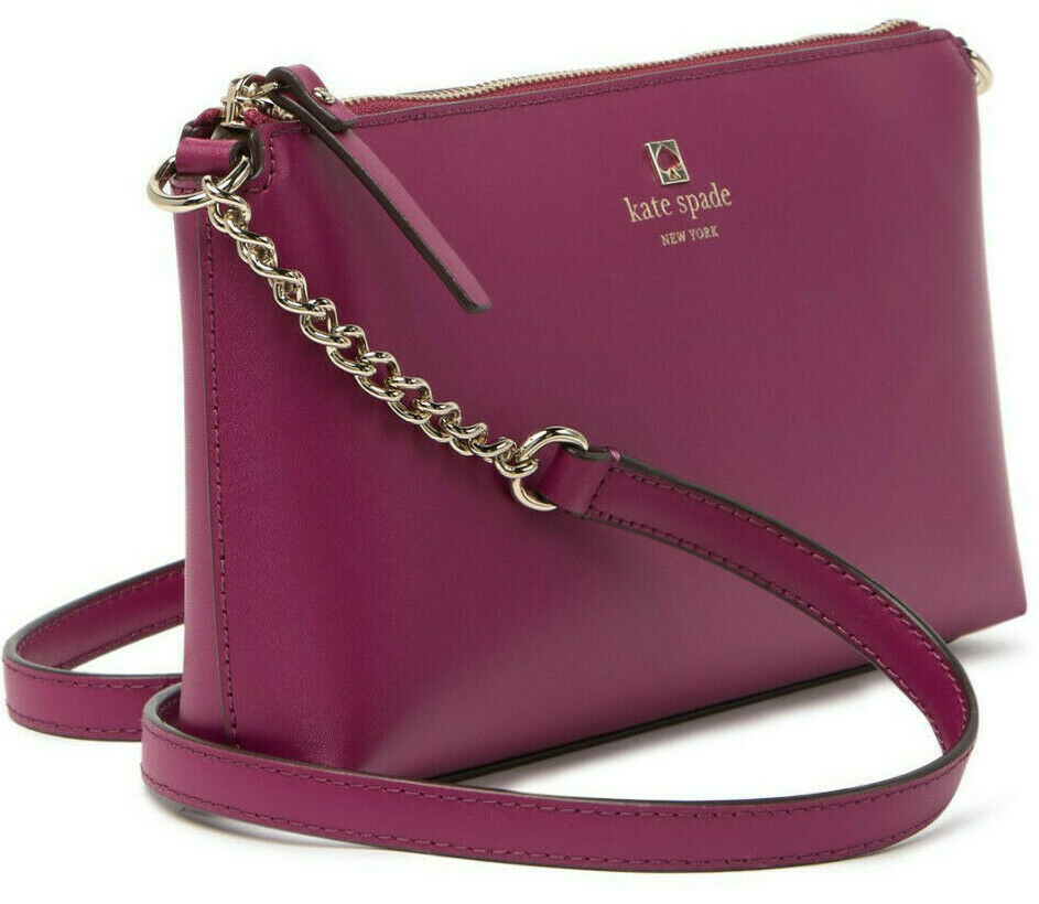 NWB Kate Spade Chain Declan Crossbody Purple Leather WKRU6081 $248 Gift Bag FS
