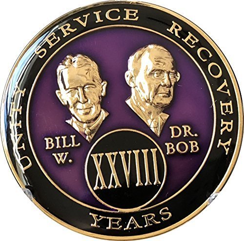 28 year AA Medallion Purple Tri-Plate Founders Bill & Bob Chip XXVIII