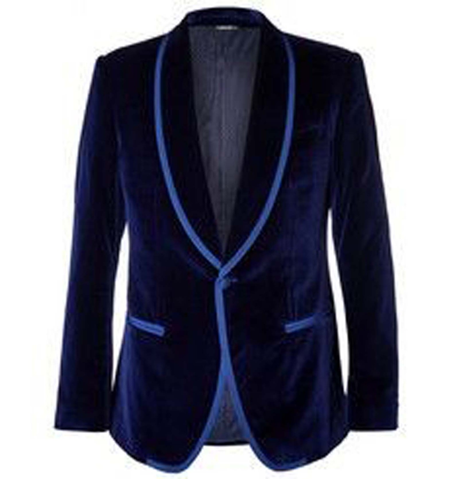 Men Navy Blue Smoking Jackets Designer Elegant Luxury Party Wear Blazer Coat