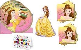 Beauty and The Beast Belle Princess Decoration Party Bundle: Round Lunch... - $22.72