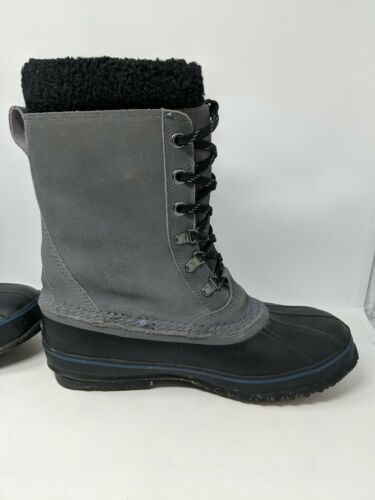 LL Bean Snow Boots Insulated Waterproof Duck Gray Leather Mens Size 10 ...