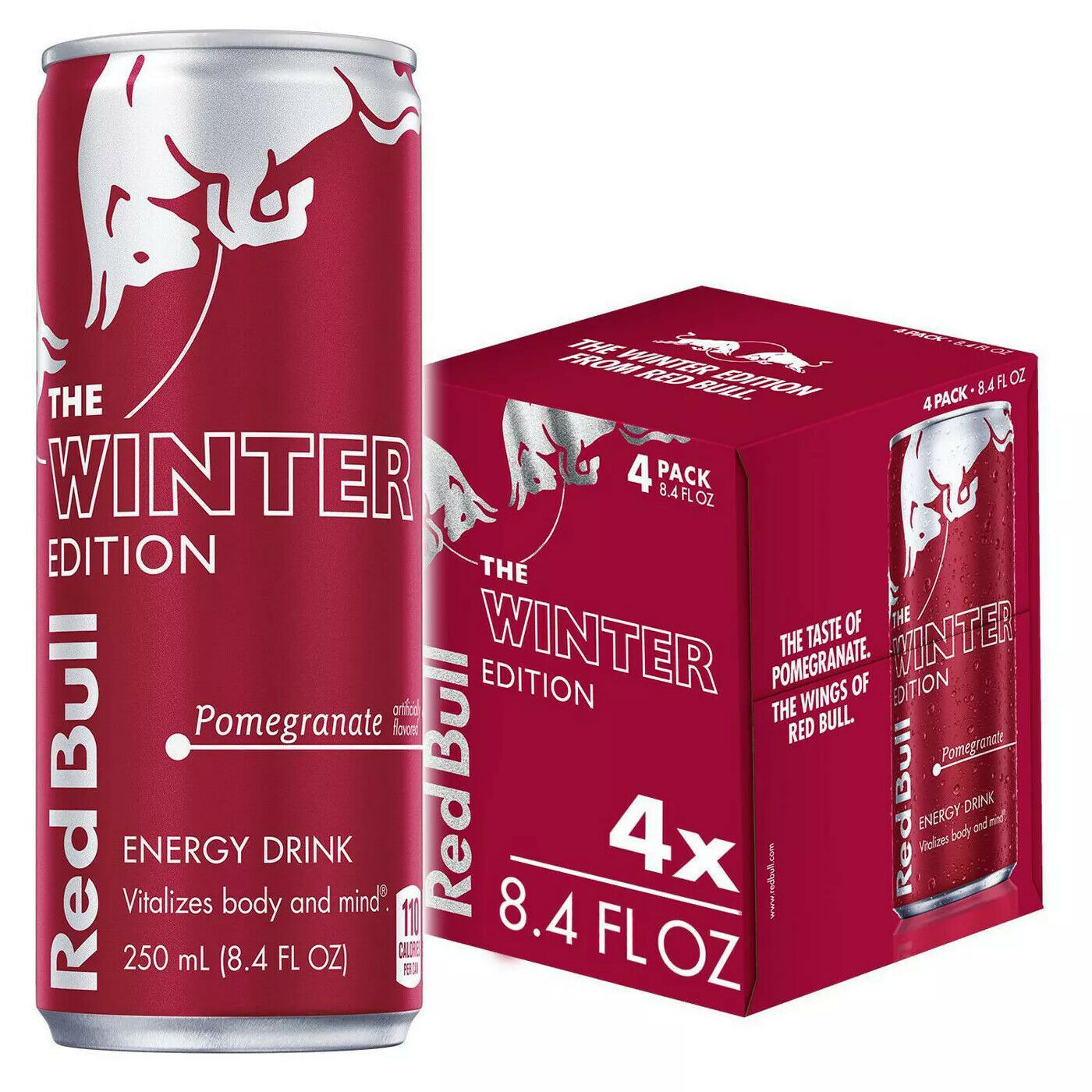 Red Bull The Winter Edition Pomegranate 8.4oz Cans SEALED 4 Pack Exp. 7