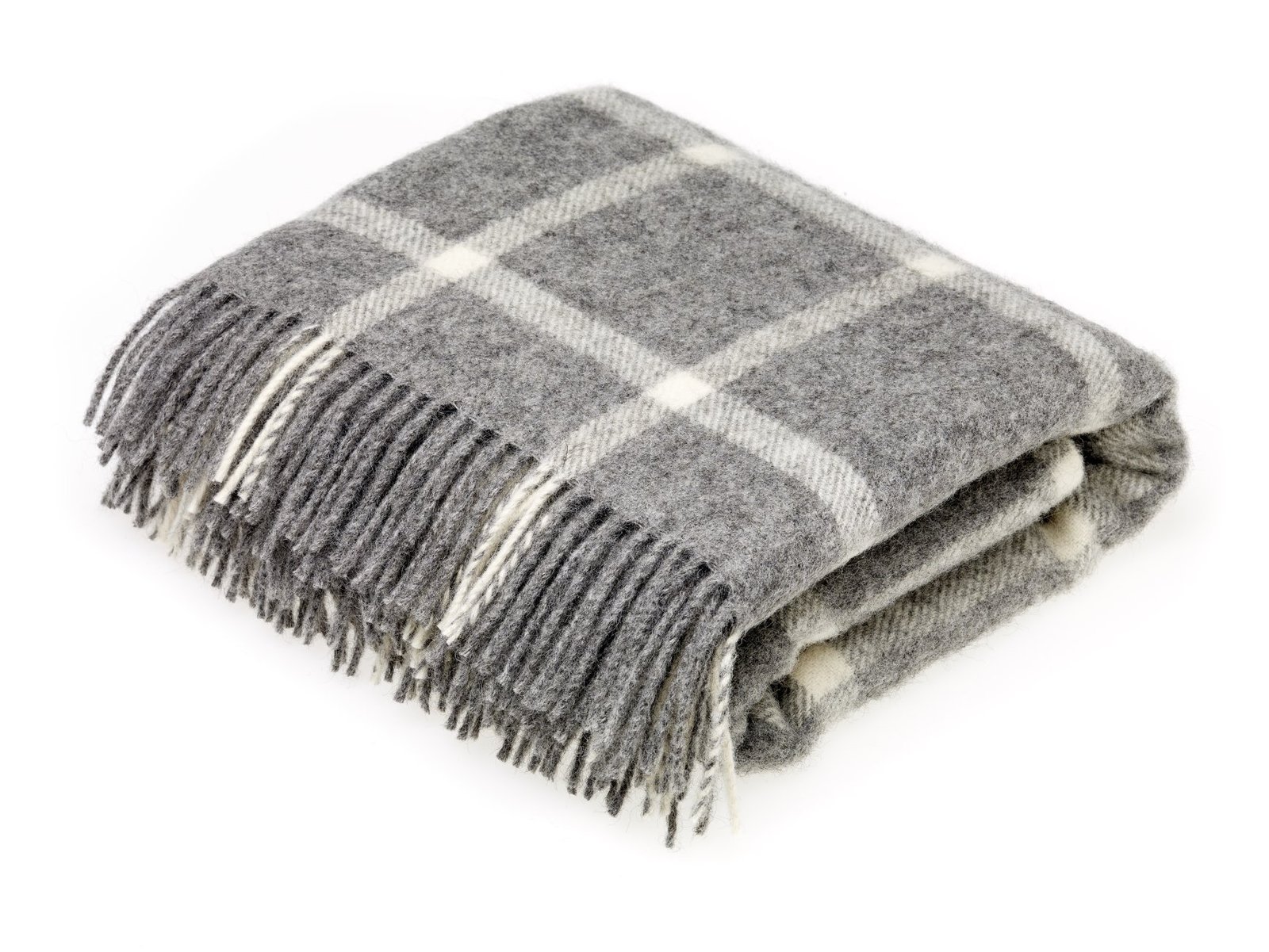 Natural Collection Pure New Wool Grey Windowpane Throw Blanket ...