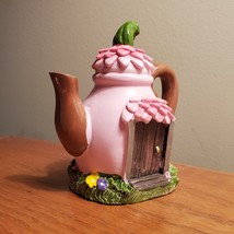 Pink Teapot Fairy House, Miniature House, Fairy Garden Crafts, Garden decor image 2