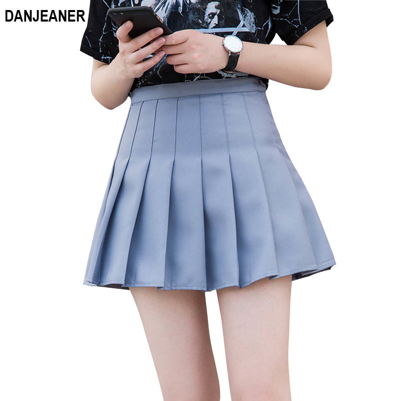 Danjeaner Summer High Waist A line Pleated Skirts Harajuku Preppy Style ...