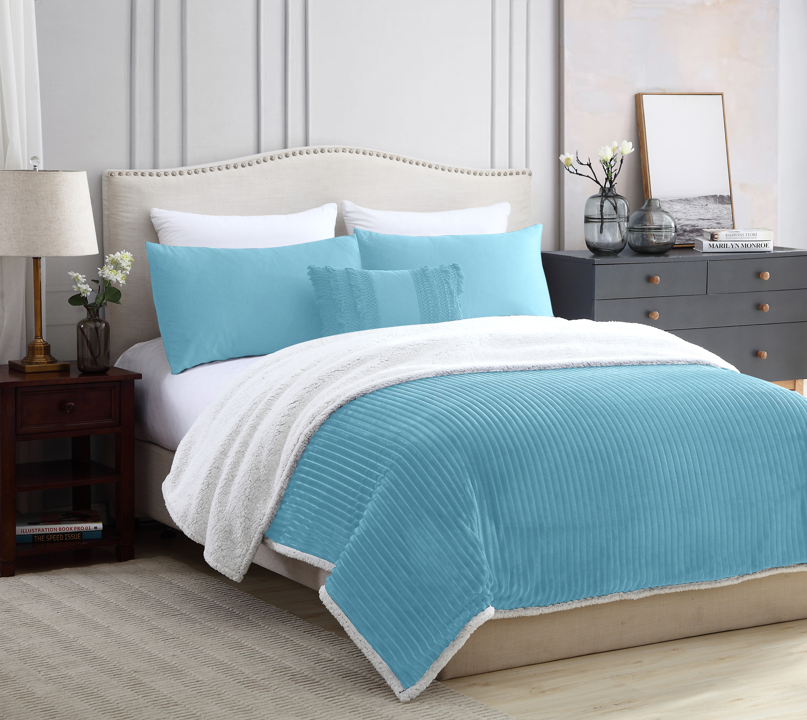 Super Soft Sherpa Blanket / Reversible Cozy Blanket Comforter 90" x 90