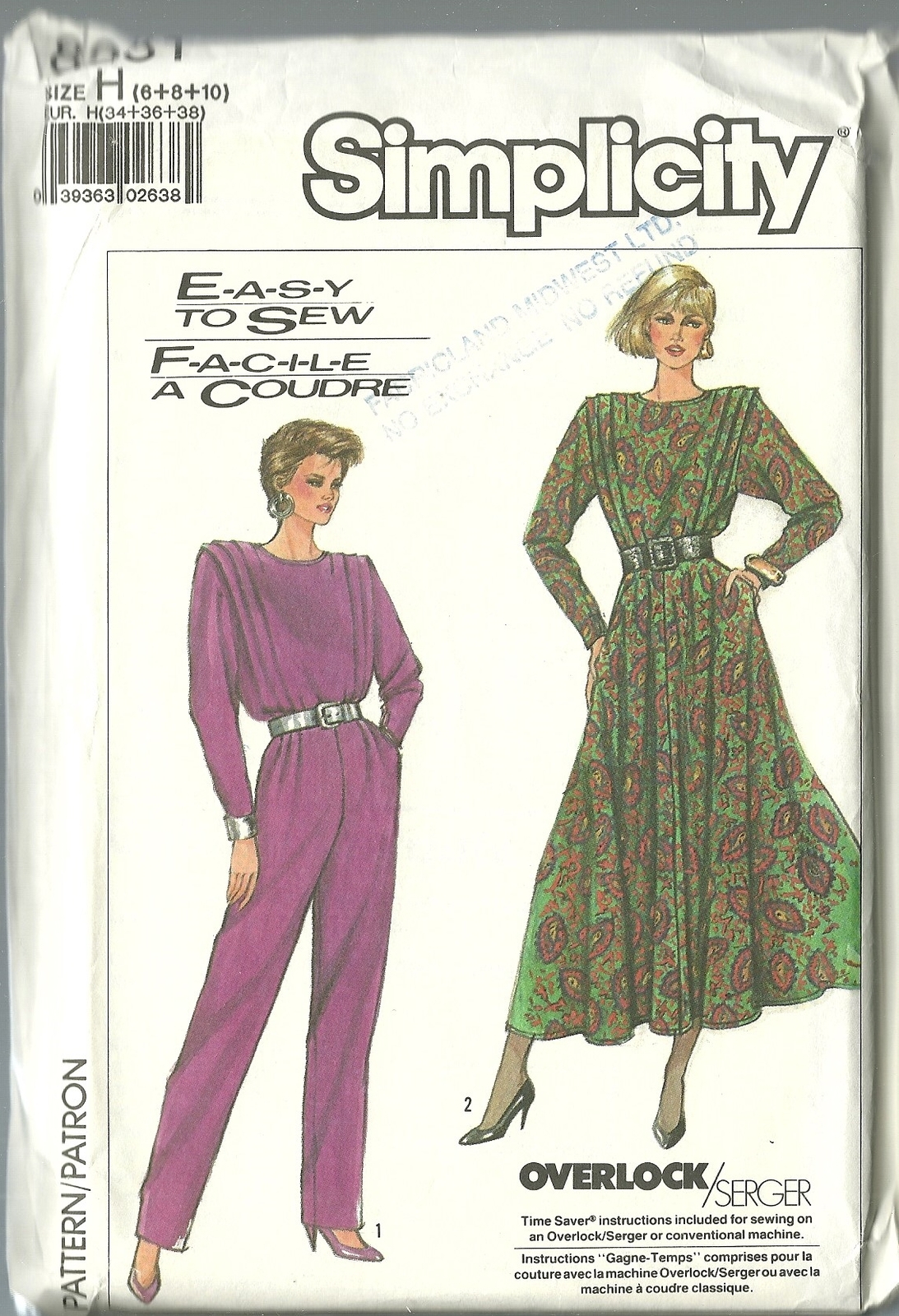 Primary image for Simplicity Sewing Pattern 8281 Misses Womens Dress Jumpsuit Size 6 8 10 New