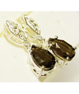 Brown Smoky Quartz Pear Solitaire Dangle Earrings, Sterling Silver, 2.50... - $35.00