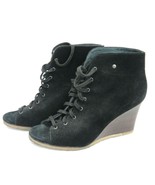 Uggs Womens Black Suede Leather Open Toe Shoes Boots Lace Up Wedge Size 9 - $61.12