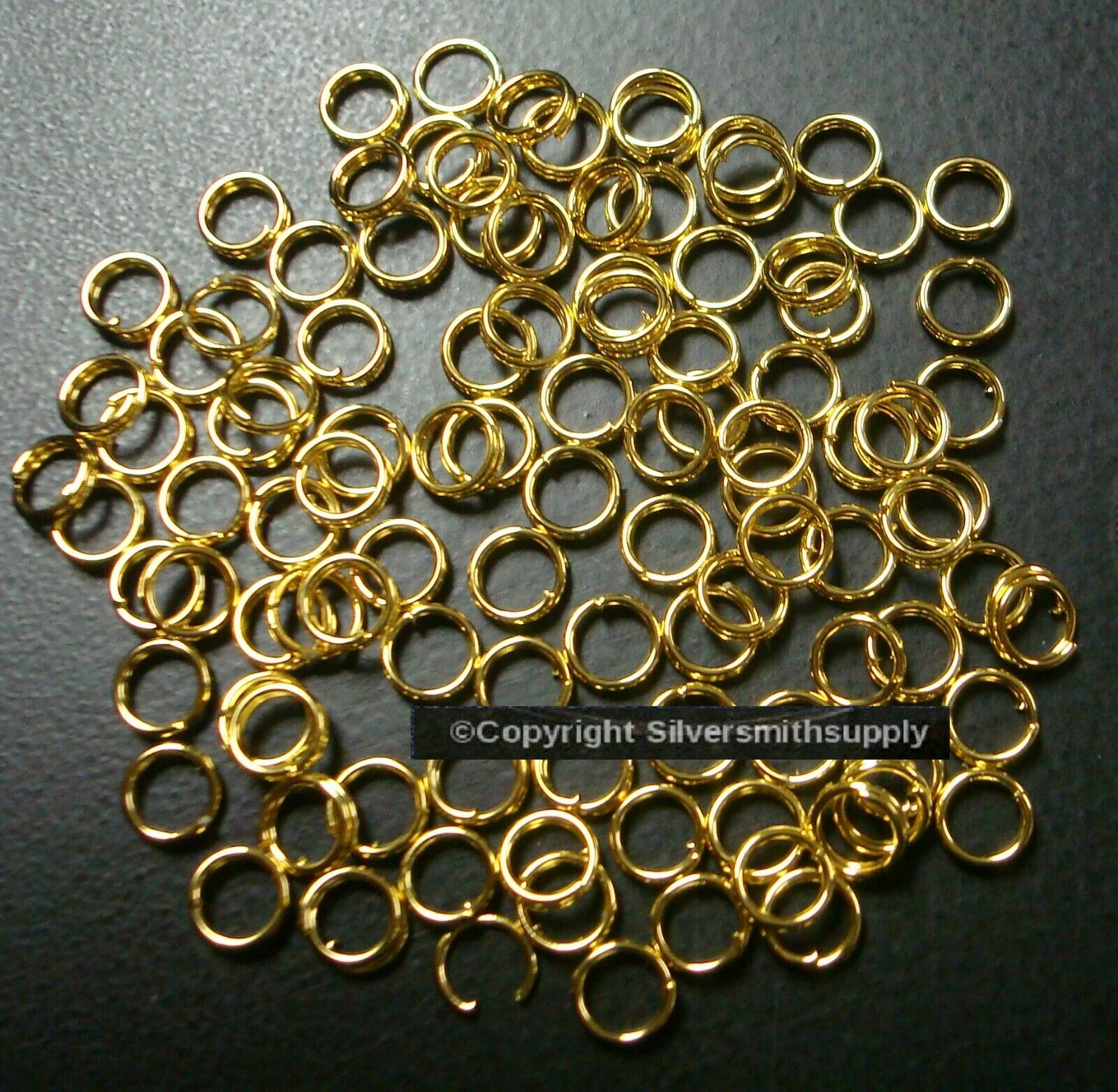 Silversmithsupply - 5mm gold plated split rings jump rings 100pcs beading bails charm attach fpc006c
