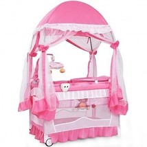 Portable Baby Playpen Crib Cradle with Carring Bag-Pink - Color: Pink - $241.61