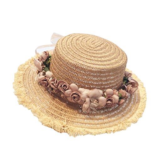 George Jimmy Beach Outdoor Flower Sunscreen Hat Fashion Women Straw Sunhat-A3