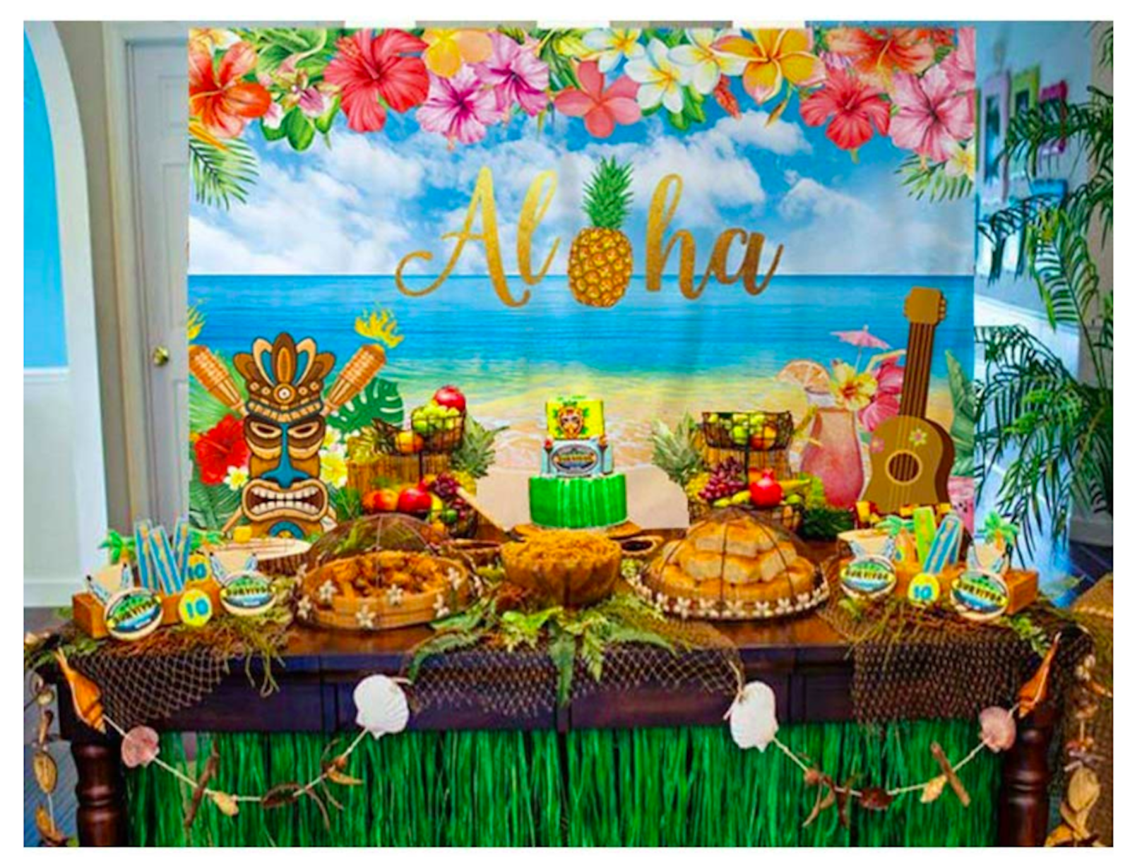 Tropical Hawaiian party Backdrop 7x5ft Summer Luau Party