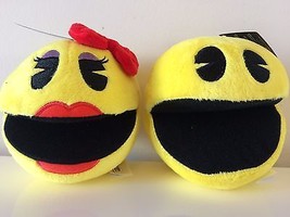 Pac-Man Set of 2 Plush 5 &#39;&#39; Yellow Mr and Mrs Pac-Man. Licensed. Brand New. - $29.02