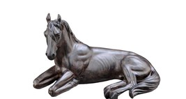 Laying Horse Figurine 12.8" Long Resin Antiqued Brown Color Farm Animal Pasture image 1