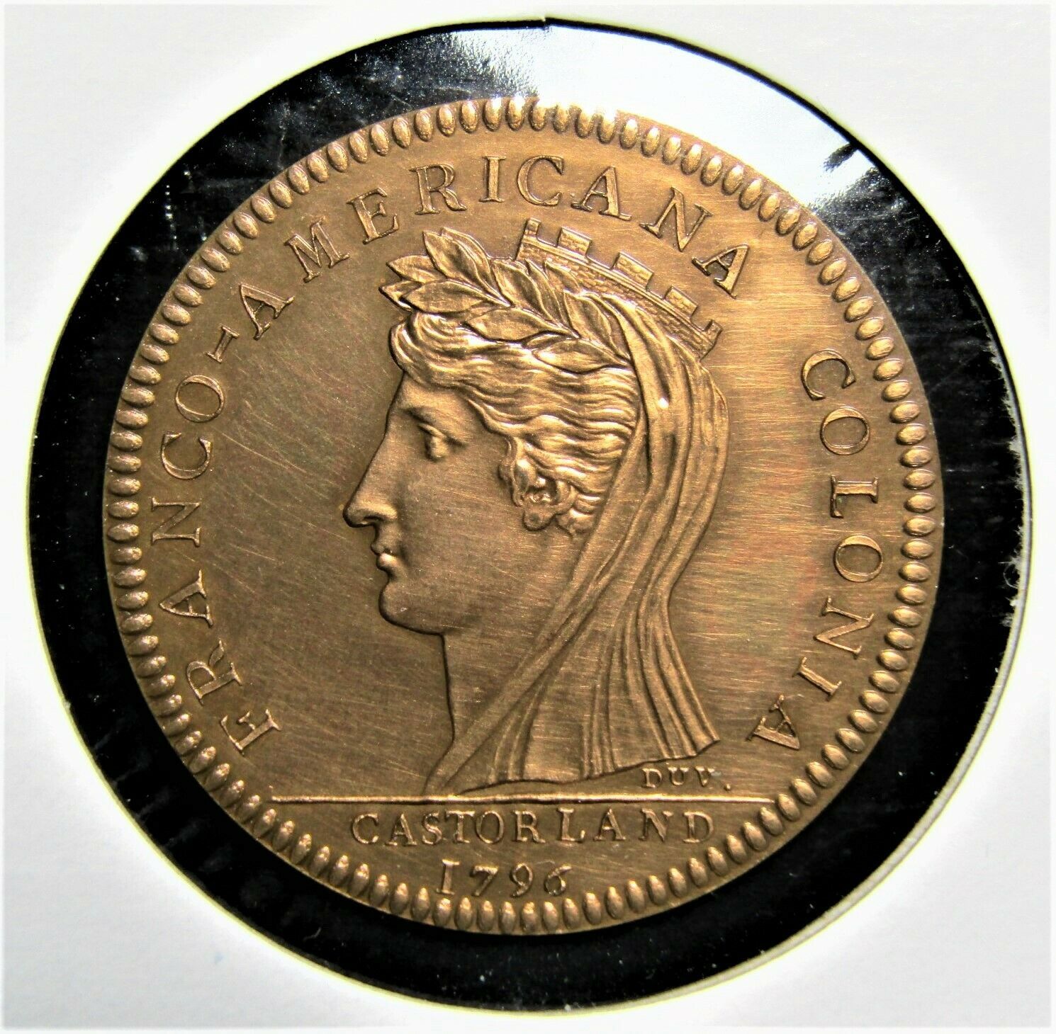 1796 France Franco Americana Colonia Castorland Bronze Medal Restrike