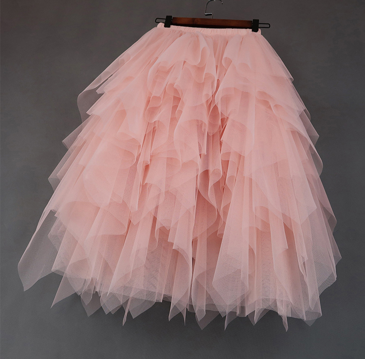 Love Me More Tulle Layered Skirt Pink High Low Long Layered Tulle Skirt ...