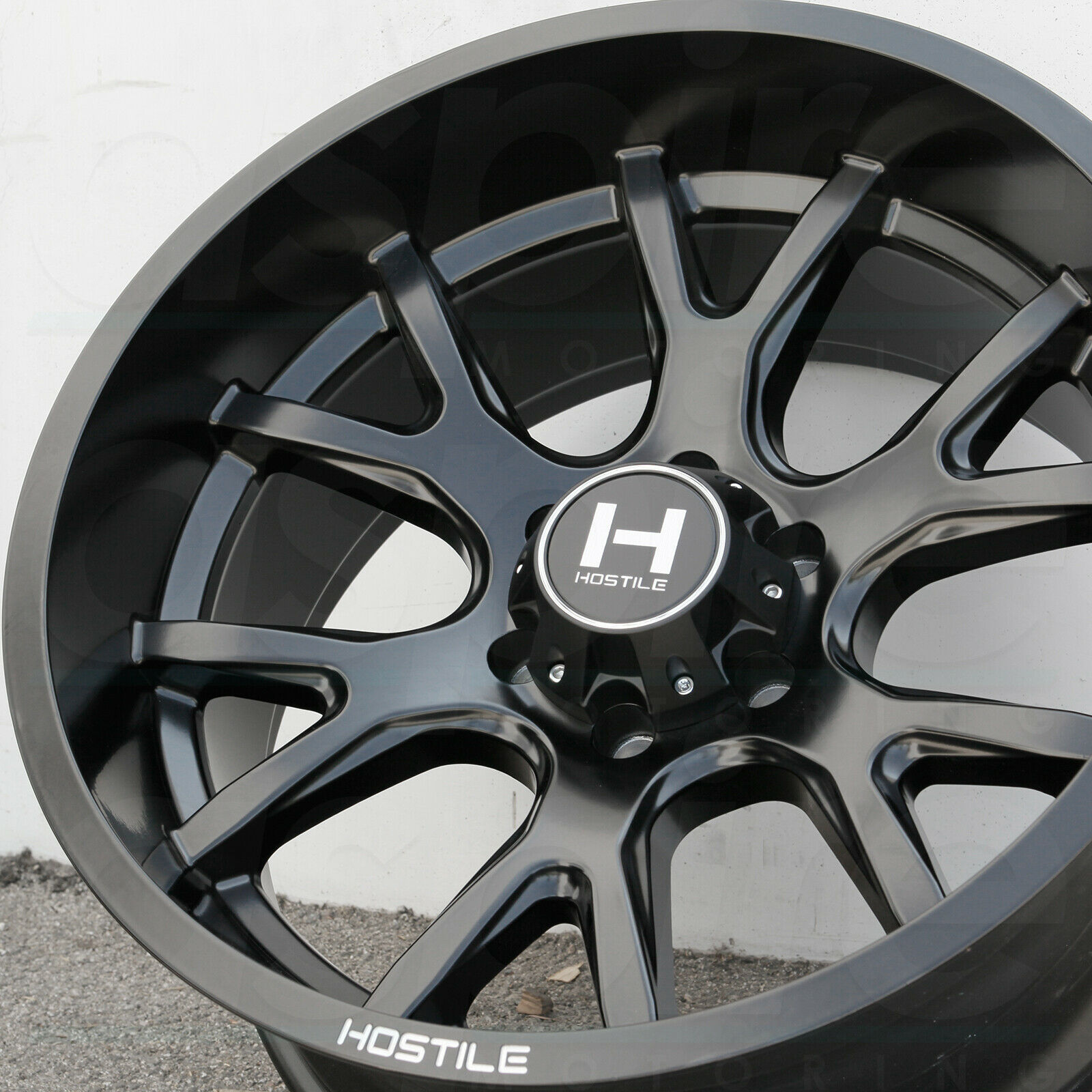 One 20x10 Hostile H113 Rage 6x135 -19 Full Black Wheels Rims - Wheels