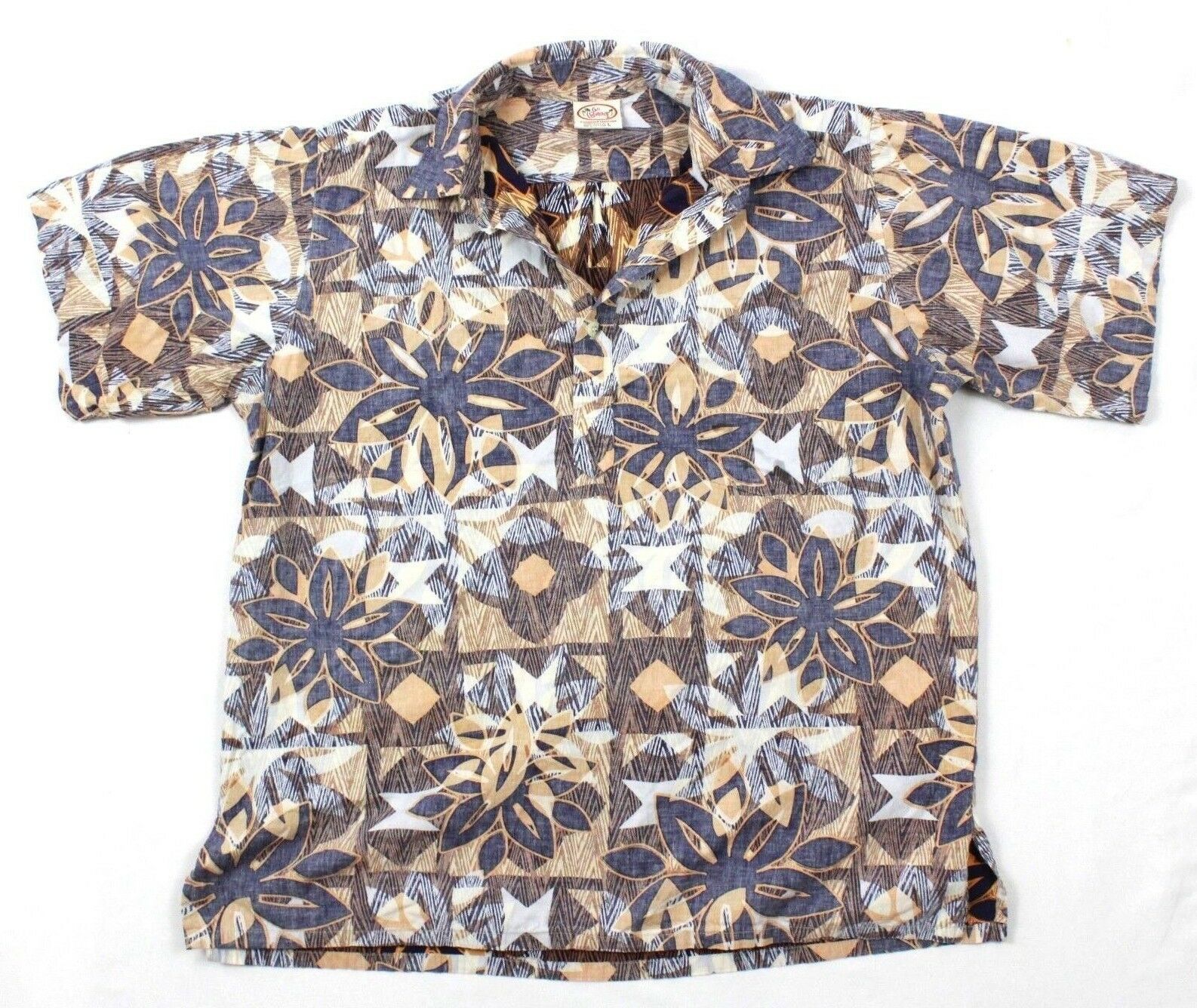 VINTAGE Go Barefoot Hawaiian Shirt Mens Large Reverse Print 70s MADE IN