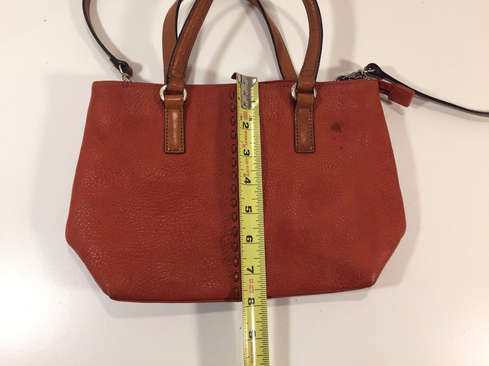 fossil orange leather purse