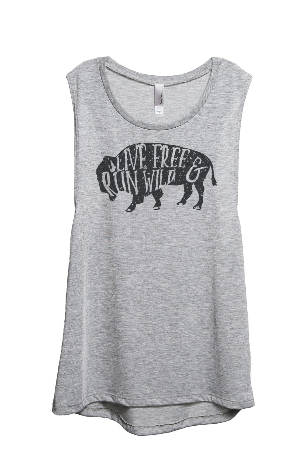 Image of Thread Tank Live Free Run Wild Women's Sleeveless Muscle Tank Top Tee Sport Grey