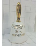 Anniversary Collector Bell &quot;50th ANNIVERSARY&quot;  white with gold #33 - £4.78 GBP
