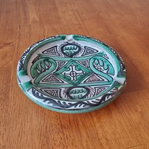 Domingo Punter ashtray, mid-century signed Spanish pottery, green black ceramic image 8