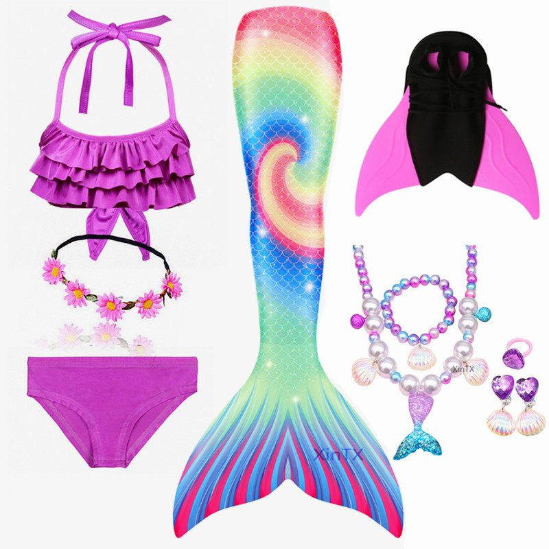 NEW 10PCS/Set Girl Swimming Mermaid Tail Swimsuit With Monofin Girl swimwear