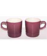 LOVELY PAIR OF LE CREUSET STONEWARE PURPLE 12 OUNCE 3 5/8&quot; COFFEE/TEA MUGS - $31.18