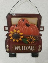 THANKSGIVING WELCOME FALL VINTAGE TRUCK PUMPKINS WELCOME HOME DECOR META... - $24.99
