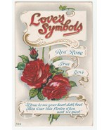 Vintage Postcard Love&#39;s Symbols Red Rose 1911 Flowers - $6.92