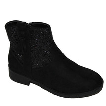 Lands End Girl's Size 6, Ankle Boot Side Zip Tassel Glitter, Black - $39.99
