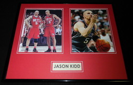Jason Kidd Signed Framed 16x20 Photo Display AW Nets Cal