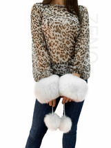 Fox Fur Transforming Wristbands Scarf Headband And Boot Cuffs 4 in 1 Pure White image 1
