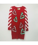 Ugly Christmas Sweater Dress Hearts Candy Canes Red White Small Cotton B... - $14.52
